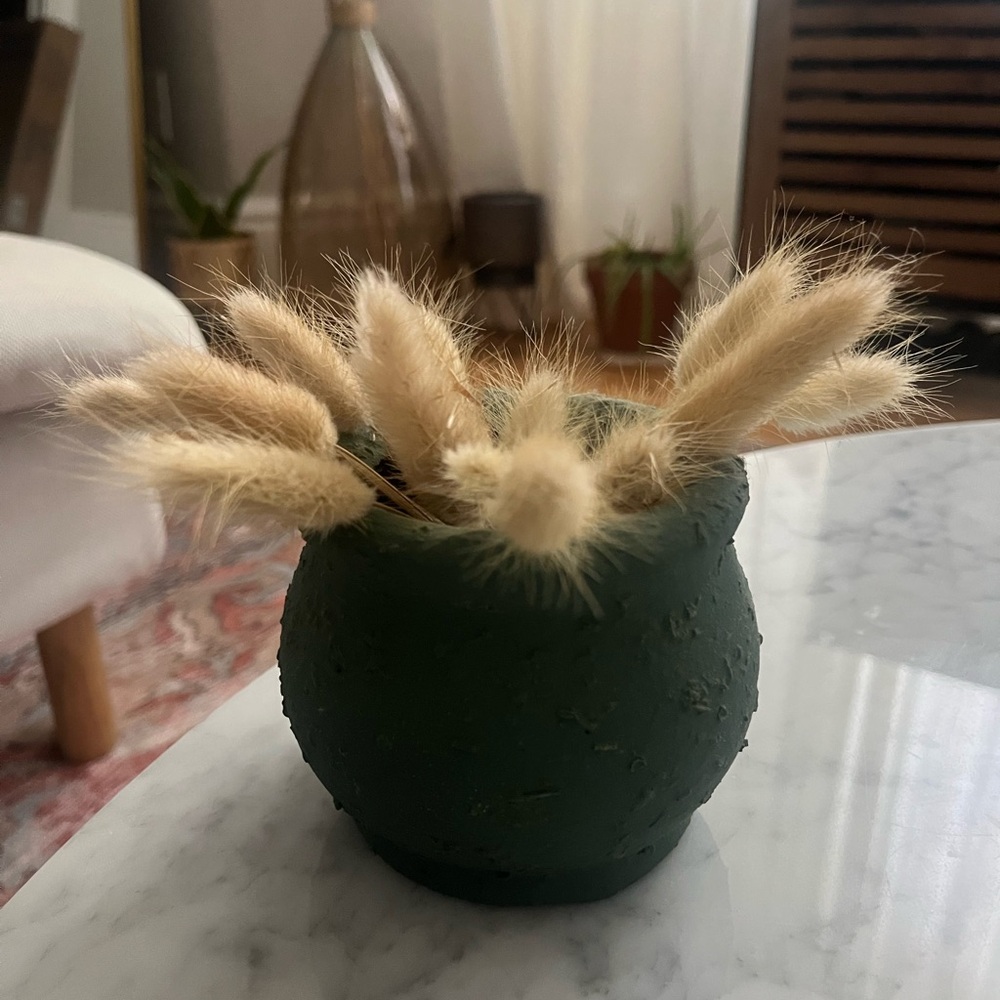 Green Textured Vase with faux accents